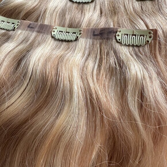 HUMAN HAIR CLIP INS AND HALO PACKAGE - Picture 1 of 6